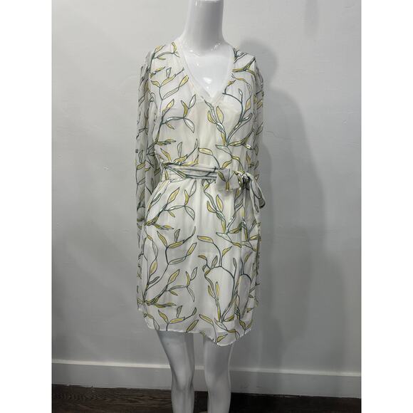 NWT Alexis Embellished Leaf V-Neck Long Sleeve Mini Dress White Women's Size XS - Picture 1 of 7